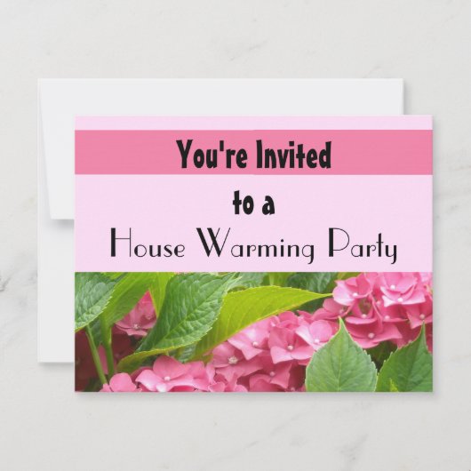 Invitation Deep Rose Hydrangea House Warming Party (Devant)
