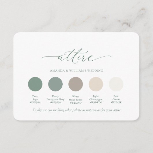 Invitation Deep Sage Wedding Attire Color Palette (Devant)