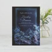 Invitation Deep Teal Amethyst Crystal Neon Frame Wedding (Debout devant)