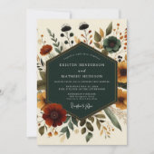 Invitation Deep Teal Autumn Floral Romance Wedding (Devant)