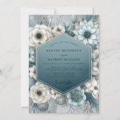 Invitation Deep Teal Bloom Romance Wedding (Devant)