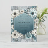 Invitation Deep Teal Bloom Romance Wedding (Debout devant)