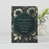 Invitation Deep Teal Botanical Enchantment Wedding (Debout devant)