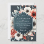 Invitation Deep Teal Floral Bloom Wedding (Devant)