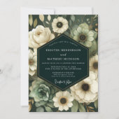 Invitation Deep Teal Floral Enchantment Wedding (Devant)