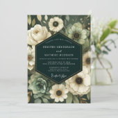Invitation Deep Teal Floral Enchantment Wedding (Debout devant)