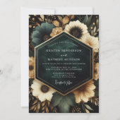 Invitation Deep Teal Floral Opulent Wedding (Devant)