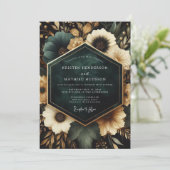 Invitation Deep Teal Floral Opulent Wedding (Debout devant)