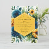 Invitation Deep Teal Floral Whimsy Wedding (Debout devant)