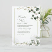Invitation Deep Teal Gold Filigree Skeleton Leaf Frame (Debout devant)