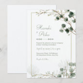 Invitation Deep Teal Gold Filigree Skeleton Leaf Frame (Devant / Derrière)