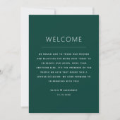 Invitation Deep Teal Green Timeline. Forest Wedding Itinerary (Devant)