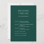 Invitation Deep Teal Green Timeline. Forest Wedding Itinerary (Dos)