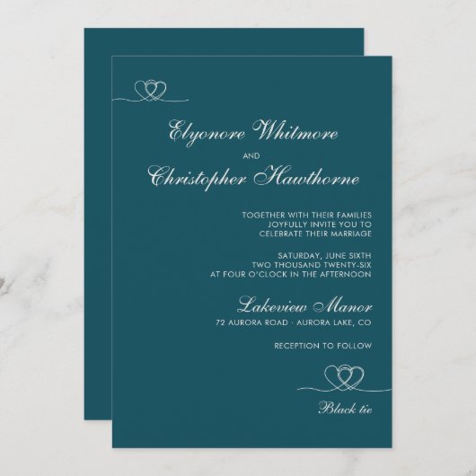 Invitation Deep Teal  Modern Chic Mix and Match Wedding (Devant / Derrière)