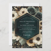 Invitation Deep Teal Moody Bloom Wedding (Devant)