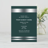 Invitation Deep Turquoise & Silver Elegant Diner Party Event (Debout devant)