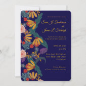 Invitation Deep Wildflower Garden Illustrated Wedding (Devant)