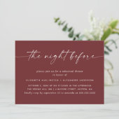 Invitation Deep Wine Red Rehearsal Dinner | The Night Before (Debout devant)