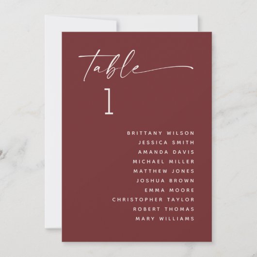 Invitation Deep Wine Red Wedding Seating Chart | Elegant Fall (Devant)