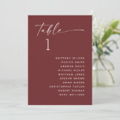 Invitation Deep Wine Red Wedding Seating Chart | Elegant Fall (Debout devant)