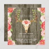Invitation Deer Antler Bois rustique Mariage du sud-ouest (Devant / Derrière)