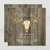 Invitation Deer Antler Bois rustique Mariage du sud-ouest (Devant / Derrière)