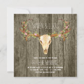 Invitation Deer Antler Bois rustique Mariage du sud-ouest (Devant)