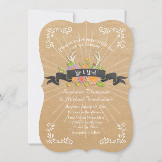 Invitation Deer Antler Fleur sauvage Starburst Rustique Maria