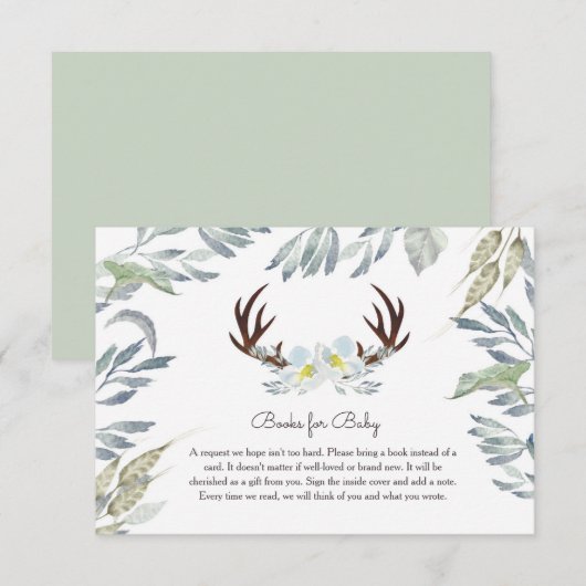 Invitation Deer Antler Livres Pour Baby Card (Devant / Derrière)