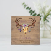 Invitation Deer Antler Rustic Country Watercolor Mariage (Debout devant)