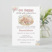Invitation Deer Floral Automne Baby shower fille bébé (Debout devant)