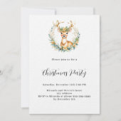 Invitation Deer green simple nordique luxe Noël Party (Devant)