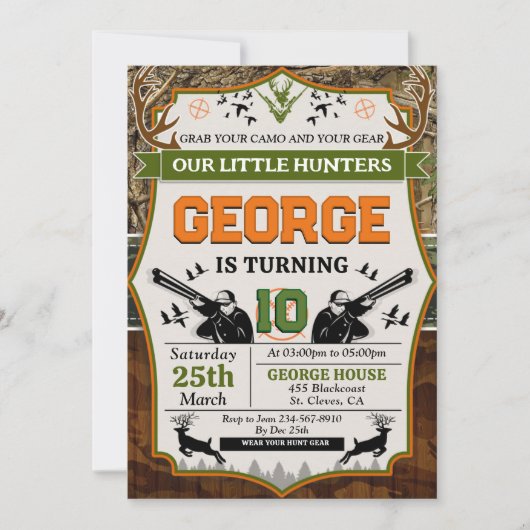 Invitation Deer Hunter fête d'anniversaire (Devant)