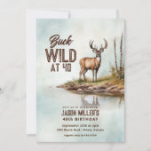 Invitation Deer Hunting Buck Wild 40th Birthday Party (Devant)