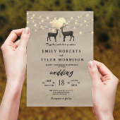 Invitation Deer Love Woodland Deer Cordes de Mariage clair