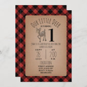 Invitation Deer Lumberjack Plaid Anniversaire (Devant / Derrière)