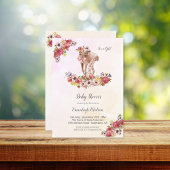 Invitation Deer Rabbit Baby shower Boho Chic Floral