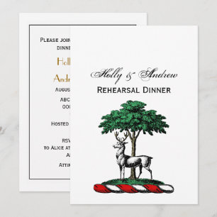 Invitation Deer Stag par arbre Heraldic Crest Emblem
