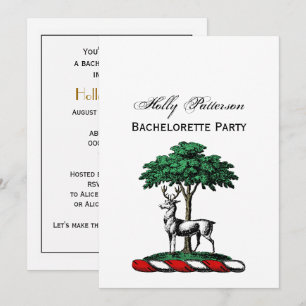 Invitation Deer Stag par arbre Heraldic Crest Emblem