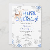Invitation Deer Winter ONEderland Neige Anniversaire Invitati (Devant)