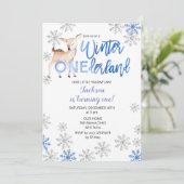 Invitation Deer Winter ONEderland Neige Anniversaire Invitati (Debout devant)