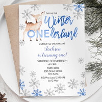 Deer Winter ONEderland Neige Anniversaire Invitati