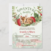 Invitation Deer Woodland Botanical Genre Neutre Baby shower (Devant)