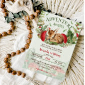 Invitation Deer Woodland Botanical Genre Neutre Baby shower