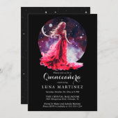 Invitation Déesse céleste Robe rouge Starry Sky Quinceañera (Devant / Derrière)
