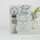 Invitation Déesse-mère païenne avec Baby shower Feuille (Debout devant)