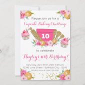 Invitation Défi Pink Floral Cupcake Baking (Devant)