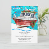 Invitation Défilé de bateaux de Noël Funny Festive Blue Waves (Debout devant)