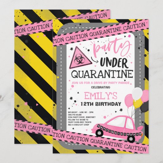 Invitation Défilé de fête d'anniversaire de la quarantaine (Devant / Derrière)