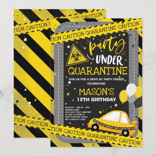 Invitation Défilé de la fête d'anniversaire en quarantaine (Devant / Derrière)